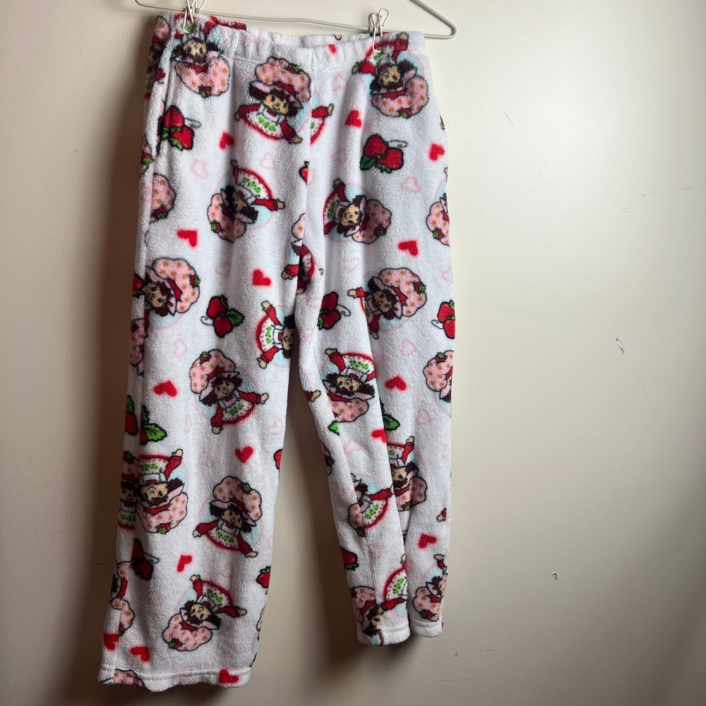 Strawberry Shortcake Fleece Pajama Pants Y2K Coquette Kawaii Lounge Medium